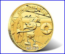 2014 (PF70 Ultra Cameo) 1/4 oz Gold $25 Niue Disney Steamboat Willie NGC Coin