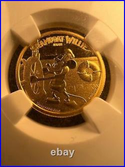 2014 (PF70 Ultra Cameo) 1/4 oz Gold $25 Niue Disney Steamboat Willie NGC Coin