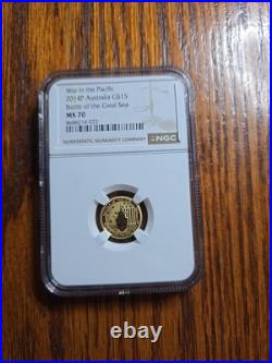 2014-P Australia $15 War in the Pacific Coral Sea Gold. 9999 NGC MS70