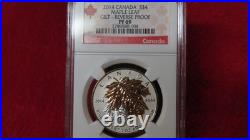 2014 Reverse Proof $4 Silver Maple Leaf Incused Gold Gilt Canada PF69 NGC