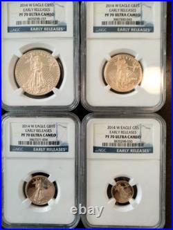 2014-W 4-Coin Proof Gold Eagle Set PF 70 Ultra Cameo NGC
