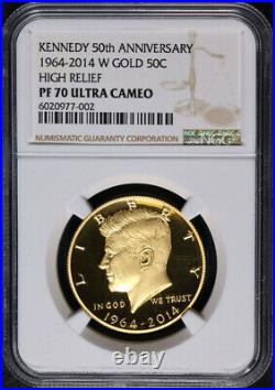 2014-W Gold Kennedy 50th Anniversary 50c NGC PF70 Ultra Cameo High Relief STOCK
