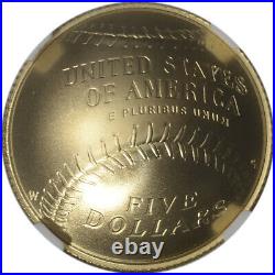 2014-W US Gold $5 National Baseball Hall of Fame Commemorative BU NGC MS70