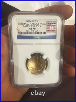 2014 West Point $5 Gold Baseball Hall of Fame Gold coin. Graded Bu NGC MS70 #2 2014 West Point $5 Gold Baseball Hall of Fame Gold coin. Graded Bu NGC MS70 #2