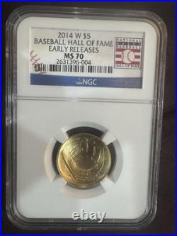 2014 West Point $5 Gold Baseball Hall of Fame Gold coin. Graded Bu NGC MS70 #2 2014 West Point $5 Gold Baseball Hall of Fame Gold coin. Graded Bu NGC MS70 #2