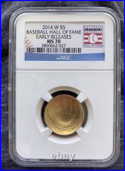 2014-w Baseball Hall Of Fame $5 Gold Early Release Flawless Ngc Ms70