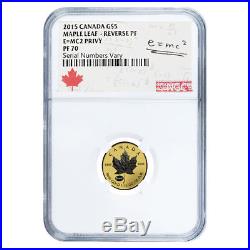 2015 1/10 oz Gold Canadian Maple Leaf E=mc2 Privy NGC PF 70