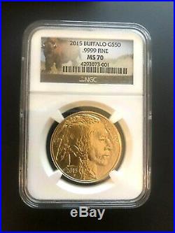 2015 $50 Gold Buffalo NGC MS70 1oz Bison American Bullion Coin. 999