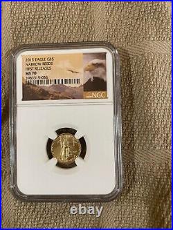 2015 $5 GOLD American EAGLE 1/10th oz NARROW REEDS NGC MS70 First release