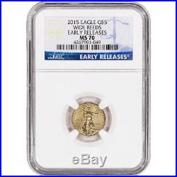 2015 American Gold Eagle (1/10 oz) $5 NGC MS70 Early Releases Wide Reeds