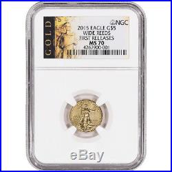 2015 American Gold Eagle (1/10 oz) $5 NGC MS70 First Releases ALS Wide Reeds