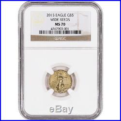 2015 American Gold Eagle (1/10 oz) $5 NGC MS70 Wide Reeds