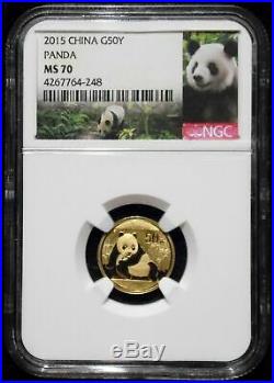 2015 China Panda 50Y Yuan, NGC MS70, 3g (1/10 oz) of pure. 999 Gold
