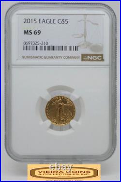 2015 Eagle 1/10 oz Gold $5, NGC MS 69 #B60256