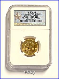 2015 W $5 U. S. Marshals Services Commemorative PF 70 Ultra Cameo Gold Coin NGC