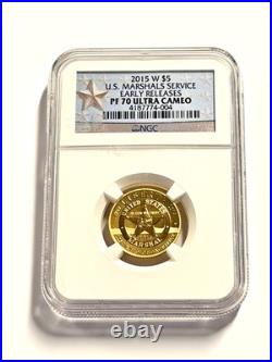 2015 W $5 U. S. Marshals Services Commemorative PF 70 Ultra Cameo Gold Coin NGC