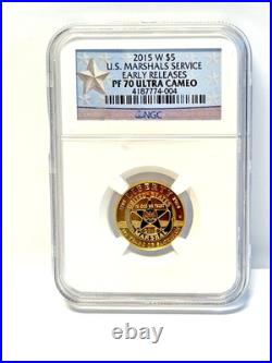 2015 W $5 U. S. Marshals Services Commemorative PF 70 Ultra Cameo Gold Coin NGC