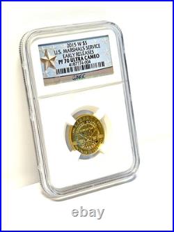 2015 W $5 U. S. Marshals Services Commemorative PF 70 Ultra Cameo Gold Coin NGC
