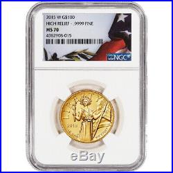 2015-W American Liberty Gold High Relief (1 oz) $100 NGC MS70 Flag Label