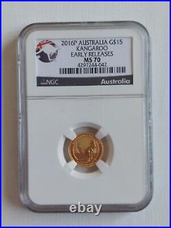 2016P Australia G$15 Kangaroo Early Releases NGC MS 70 1/10 oz. 9999 Gold Coin