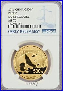 2016 30 grams Gold Panda 500 Yuan Early Releases NGC MS70