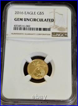 2016 $5 Gold American Eagle 1/10 oz NGC Gem Uncirculated