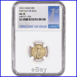 2016 American Gold Eagle (1/10 oz) $5 NGC MS70 First Day of Issue 1st Label