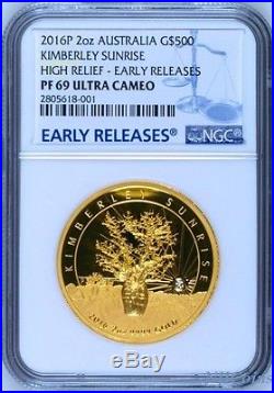 2016 Australia Kimberley Sunrise PROOF High Relief GOLD $500 NGC PF69 2 oz Coin