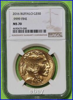 2016 Buffalo G$50 1 Oz. 9999 Fine Gold Coin NGC MS70