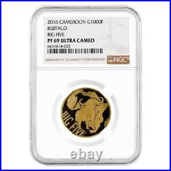 2016 Cameroon 1/4 oz Buffalo Big Five 1000 Francs Proof Gold Coin NGC PF 69 UCAM
