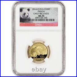 2016 China Gold Panda (8 g) 100 Yuan NGC MS70 Early Releases Panda Label