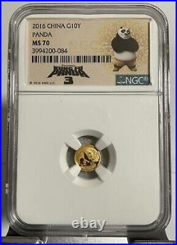 2016 China gold panda coin, 10 Yuan 1g, NGC ms70