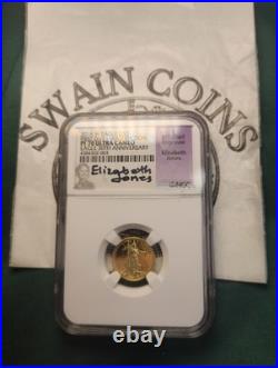 2016 Eagle G$5 Gold FDOI Washington PF70 Signed By Elizabeth Jones E5-123