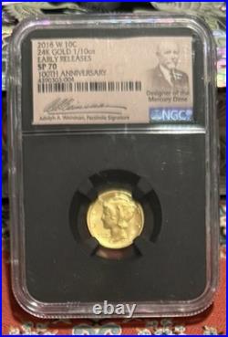 2016-W 1/10 oz Gold Mercury Dime NGC SP70 Early Release