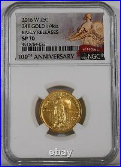 2016-W 25C 1/4 Ounce. 9999 24K Gold Standing Quarter NGC SP 70 Early Releases
