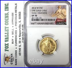 2016-W GOLD STANDING LIBERTY CENTENNIAL 24K GOLD 1/4 Oz SP70 NGC EARLY RELEASES
