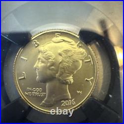 2016 W Gold 10C 1/10th oz NGC Mercury Dime Vaultbox Series 2