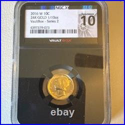 2016 W Gold 10C 1/10th oz NGC Mercury Dime Vaultbox Series 2
