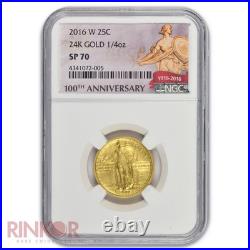 2016-W Gold 1/4oz Standing Liberty Quarter 100th Anniversary NGC SP 70