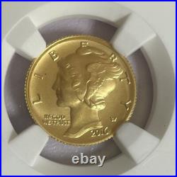 2016-W Gold 24k Mercury 1/10 oz. 10 Cents Early Releases NGC SP70