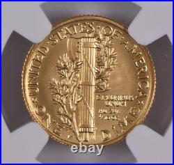 2016-W Gold Mercury Dime 1/10 Oz 24K SP70 NGC Brown Lbl