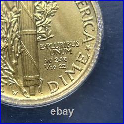 2016-W Gold Mercury Dime 1/10 Oz SP70 ICG MS 70 SUPERB GEM BU
