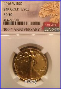 2016 W Gold Walking Liberty Half Centennial Coin NGC SP70