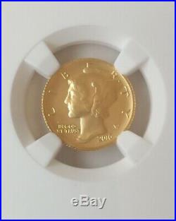 2016-W Mercury Dime 10C NGC SP70 Early Releases Holder 1/10oz Gold Coin