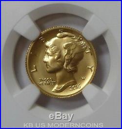 2016 W Mercury Dime Centennial Gold Coin Ngc Sp70 Early Releases