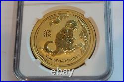 2016-p Rare Pop 19 Australia Lunar Two 2 Ounce Gold Year Of The Monkey Ngc Ms 70