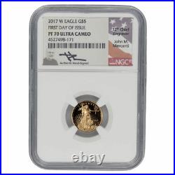 2017W 1/10 Oz American Gold Eagle $5 FDOI Mercanti Signature NGC PF 70 UCAM