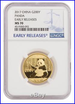 2017 15g Gold Chinese Panda. 999 MS70 NGC Early Release