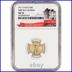 2017 American Gold Eagle 1/10 oz $5 NGC MS70 First Day of Issue