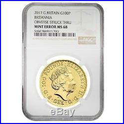 2017 Great Britain 1 oz Gold Britannia Coin NGC MS 68 Mint Error